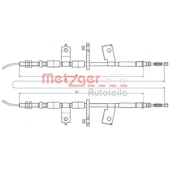 Tirette à câble, frein de stationnement METZGER 17.3513