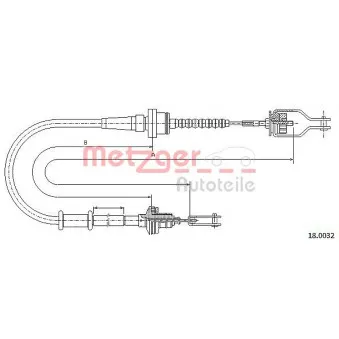 Tirette à câble, commande d'embrayage METZGER 18.0032