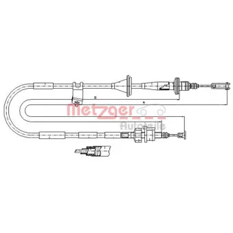 Tirette à câble, commande d'embrayage METZGER 18.6112