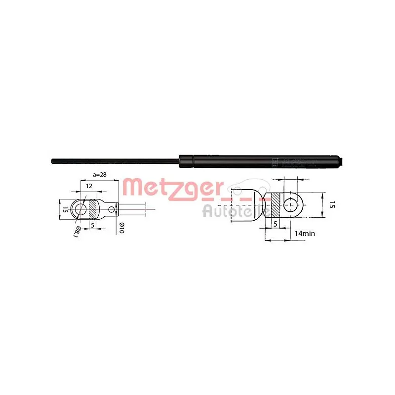 Vérin, capot-moteur METZGER 2110213
