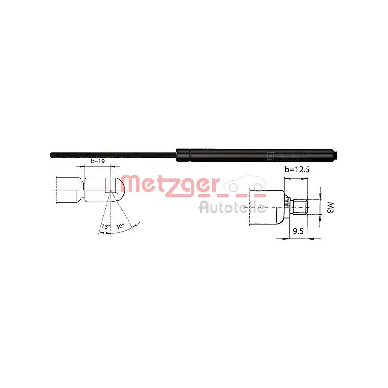 Vérin, vitre arrière METZGER 2110343