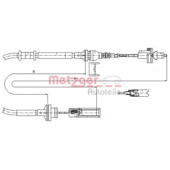 Tirette à câble, commande d'embrayage METZGER 462.3