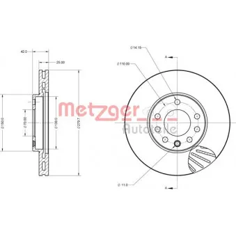 Jeu de 2 disques de frein avant METZGER 6110013