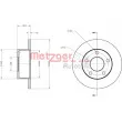 Jeu de 2 disques de frein arrière METZGER 6110017 - Visuel 1