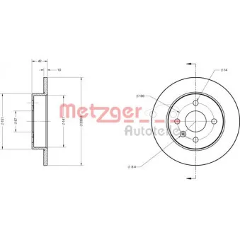 Jeu de 2 disques de frein arrière METZGER 6110022