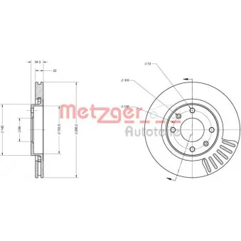 Jeu de 2 disques de frein avant METZGER 6110023