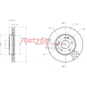 Jeu de 2 disques de frein avant METZGER 6110024