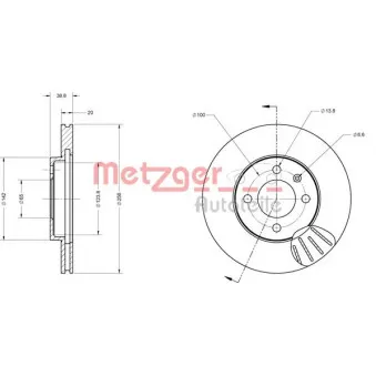 Jeu de 2 disques de frein avant METZGER 6110026