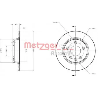Jeu de 2 disques de frein arrière METZGER 6110032