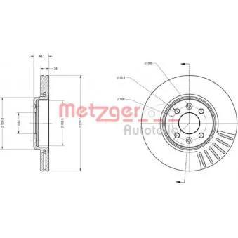 Jeu de 2 disques de frein avant METZGER 6110033