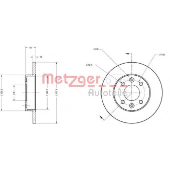 Jeu de 2 disques de frein avant METZGER 6110034