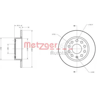 Jeu de 2 disques de frein arrière METZGER 6110036