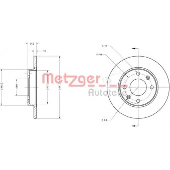 Jeu de 2 disques de frein avant METZGER 6110037