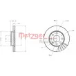 Jeu de 2 disques de frein avant METZGER 6110038 - Visuel 1