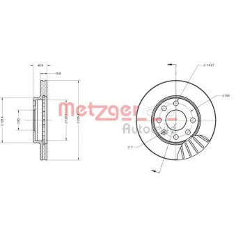 Jeu de 2 disques de frein avant METZGER 6110038
