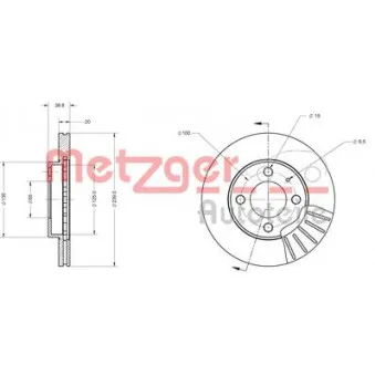 Jeu de 2 disques de frein avant METZGER 6110042