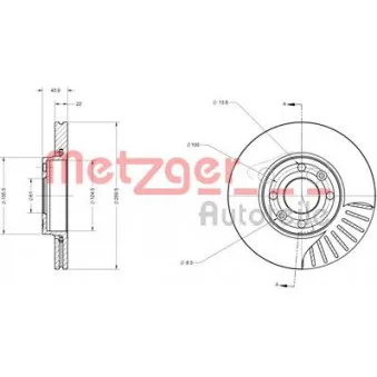 Jeu de 2 disques de frein avant METZGER 6110047