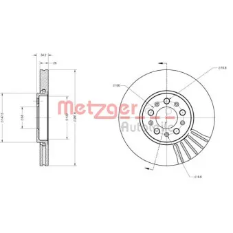 Jeu de 2 disques de frein avant METZGER 6110049