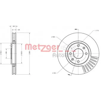Jeu de 2 disques de frein avant METZGER 6110050