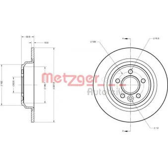 Jeu de 2 disques de frein arrière METZGER 6110053
