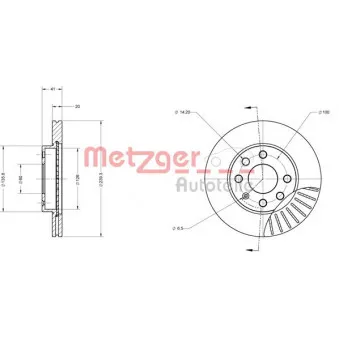 Jeu de 2 disques de frein avant METZGER 6110054