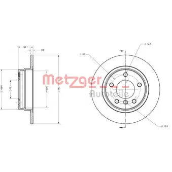 Jeu de 2 disques de frein arrière METZGER 6110055