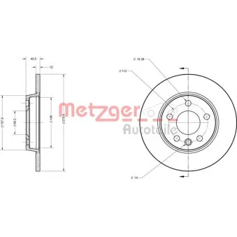 Jeu de 2 disques de frein arrière METZGER 6110063