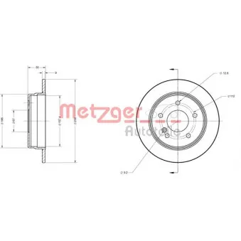 Jeu de 2 disques de frein arrière METZGER 6110064