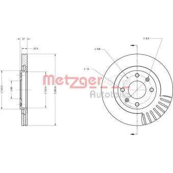 Jeu de 2 disques de frein avant METZGER 6110067