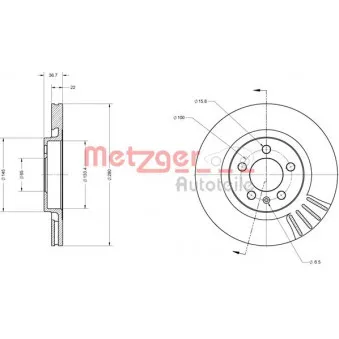 Jeu de 2 disques de frein avant METZGER 6110068