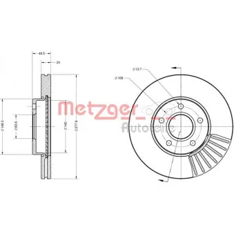 Jeu de 2 disques de frein avant METZGER 6110070