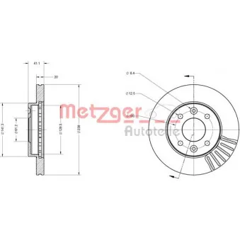 Jeu de 2 disques de frein avant METZGER 6110071