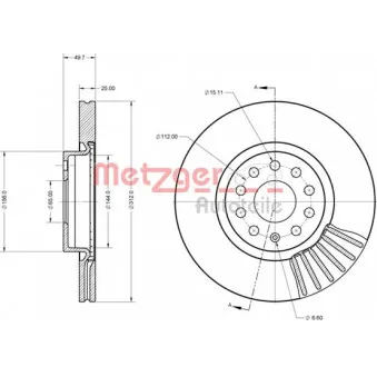 Jeu de 2 disques de frein avant METZGER 6110072
