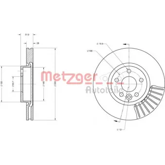 Jeu de 2 disques de frein avant METZGER 6110073