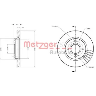 Jeu de 2 disques de frein avant METZGER 6110074