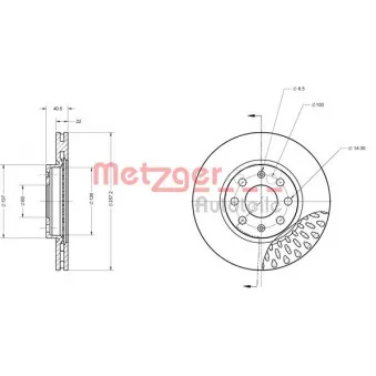 Jeu de 2 disques de frein avant METZGER 6110075