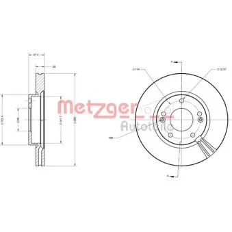 Jeu de 2 disques de frein avant METZGER 6110076