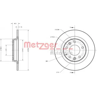 Jeu de 2 disques de frein arrière METZGER 6110077