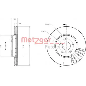 Jeu de 2 disques de frein avant METZGER 6110078