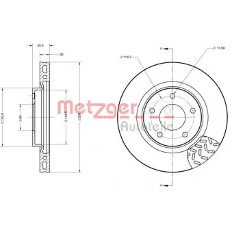 Jeu de 2 disques de frein avant METZGER 6110079