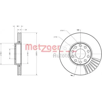 Jeu de 2 disques de frein avant METZGER 6110080