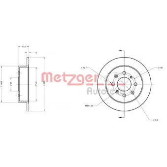 Jeu de 2 disques de frein arrière METZGER 6110081