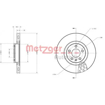 Jeu de 2 disques de frein avant METZGER 6110084