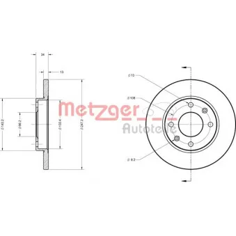 Jeu de 2 disques de frein avant METZGER 6110085