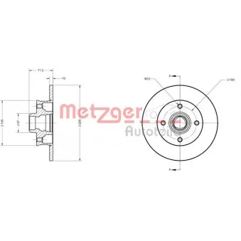 Jeu de 2 disques de frein arrière METZGER 6110087