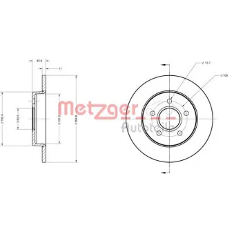Jeu de 2 disques de frein arrière METZGER 6110088