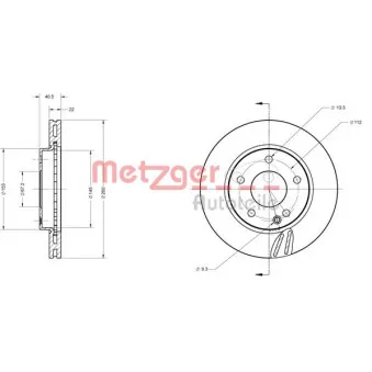 Jeu de 2 disques de frein avant METZGER 6110089