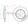 Jeu de 2 disques de frein avant METZGER 6110090 - Visuel 3