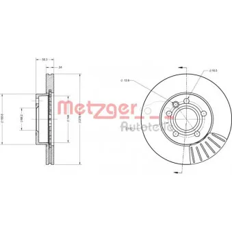 Jeu de 2 disques de frein avant METZGER 6110093