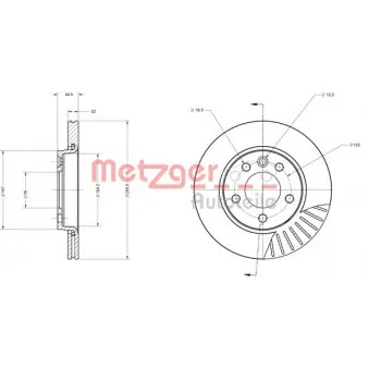 Jeu de 2 disques de frein arrière METZGER 6110096